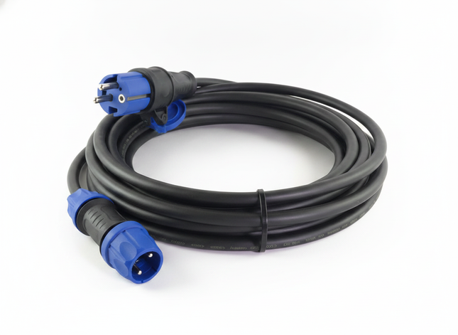 Adapterkabel CEE auf Schuko 3 x 2,5 mm² aus schwerem Gummi – passend für PFT, Putzmeister, UMP Putzmaschinen – Frontansicht