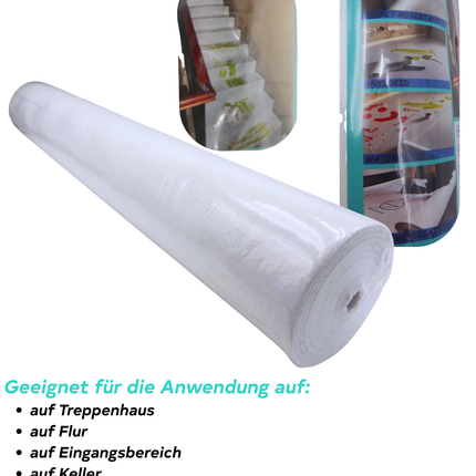 Selbstklebendes Abdeckvlies 25m x 1m | Maler- & Renoviervlies | Treppen- & Bodenschutz Stock-plasterOne