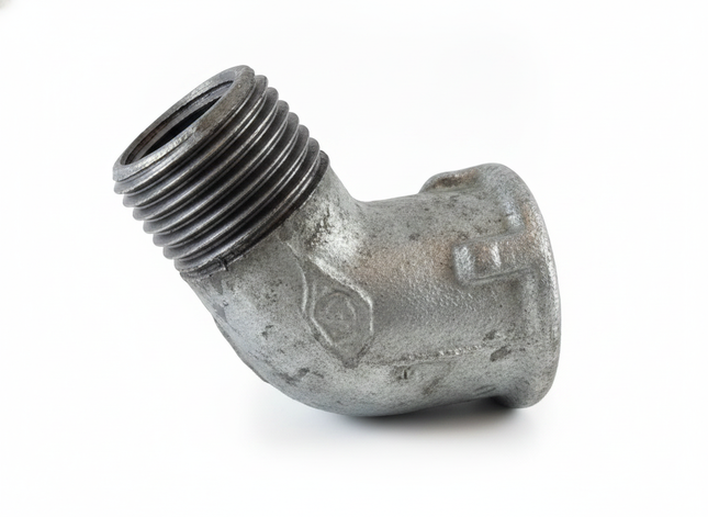 Winkel Rohrverbinder 1/2 Zoll AG 1/2 Zoll IG 45° – Rückansicht