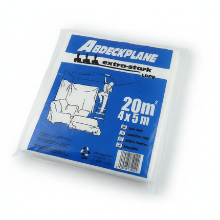 LDPE Abdeckplane extra stark 50 mµ transparent 4 x 5 m – Profi-Abdeckfolie für Maler & Bau – Draufsicht
