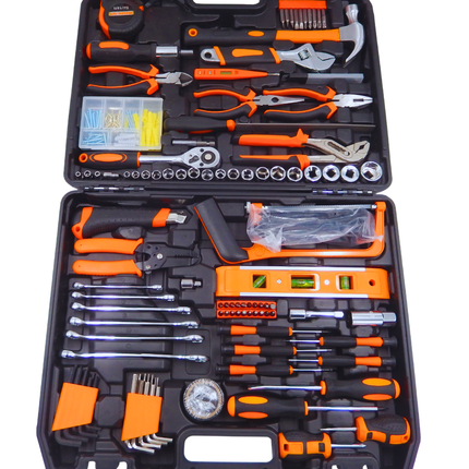 Werkzeugkoffer PlasterOne® 236-Teile Komplettset – Steckschlüsselsatz 1/4" & 3/8", Schraubendreher, Hammer, Zangen & Zubehör – Werkzeug Set im Koffer Stock-plasterOne