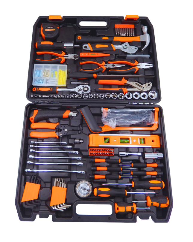 Werkzeugkoffer PlasterOne® 236-Teile Komplettset – Steckschlüsselsatz 1/4" & 3/8", Schraubendreher, Hammer, Zangen & Zubehör – Werkzeug Set im Koffer Stock-plasterOne