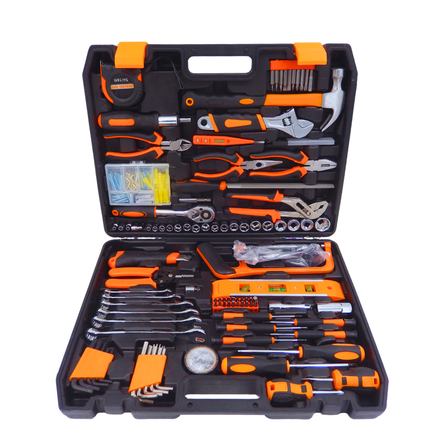 Werkzeugkoffer PlasterOne® 236-Teile Komplettset – Steckschlüsselsatz 1/4" & 3/8", Schraubendreher, Hammer, Zangen & Zubehör – Werkzeug Set im Koffer Stock-plasterOne