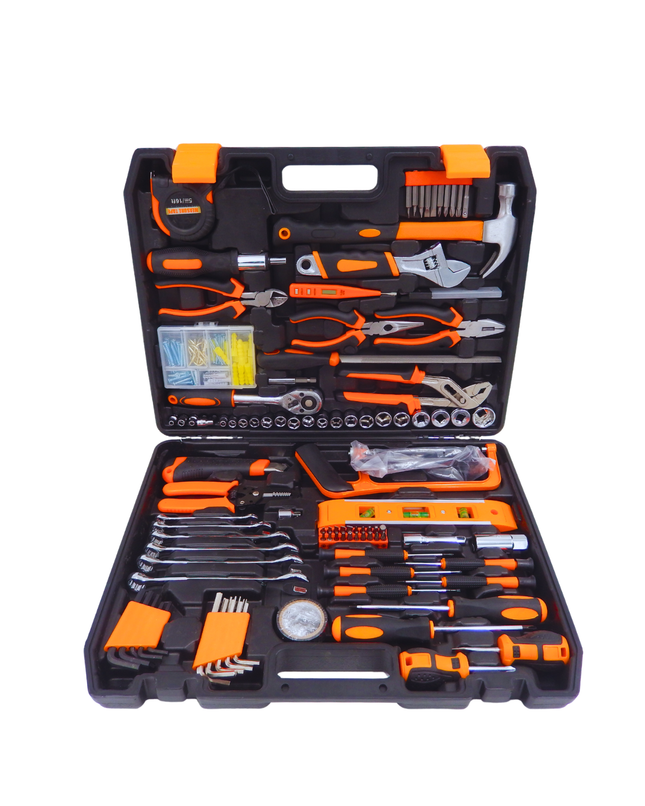 Werkzeugkoffer PlasterOne® 236-Teile Komplettset – Steckschlüsselsatz 1/4" & 3/8", Schraubendreher, Hammer, Zangen & Zubehör – Werkzeug Set im Koffer Stock-plasterOne