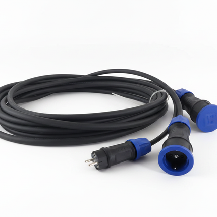Adapterkabel CEE auf Schuko 3 x 1,5 mm² aus schwerem Gummi – passend für PFT G4/G5 / PFT / PlasterOne – Draufsicht