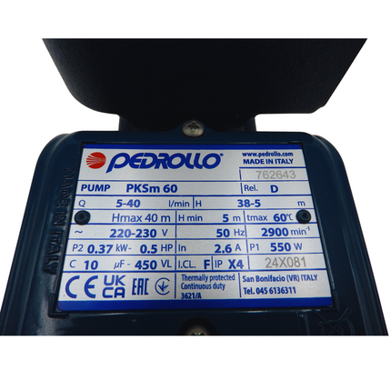 Pedrollo Einbauwasserpumpe PKSm 60 selbstansaugend 220-230V Mein Shop