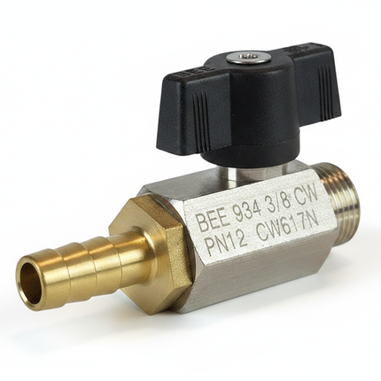 Lufthahn Kugelhahn 3/8 Zoll AG mit 9mm Tülle | Ersatzteil für PFT G4/G5, Stock, No.1 | Profi-Qualität – Frontansicht