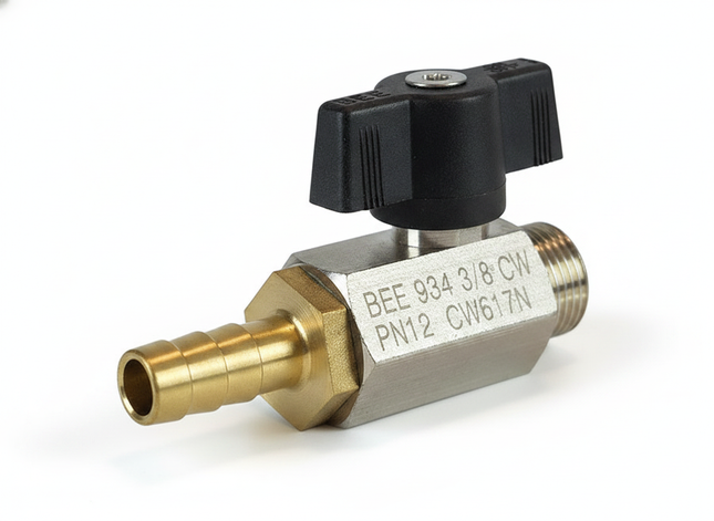 Lufthahn Kugelhahn 3/8 Zoll AG mit 9mm Tülle | Ersatzteil für PFT G4/G5, Stock, No.1 | Profi-Qualität – Frontansicht