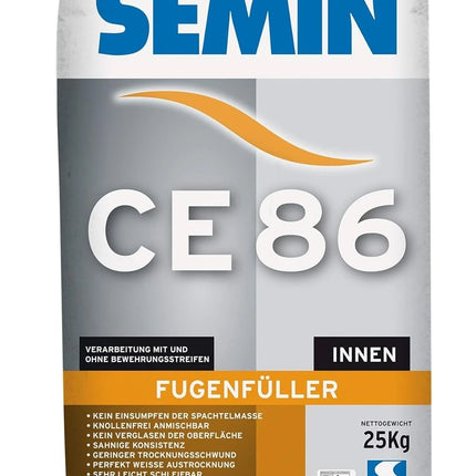 SEMIN CE 86 Fugenfüller 25 kg – Pulver-Spachtelmasse für Gipskarton mit und ohne Bewehrungsstreifen