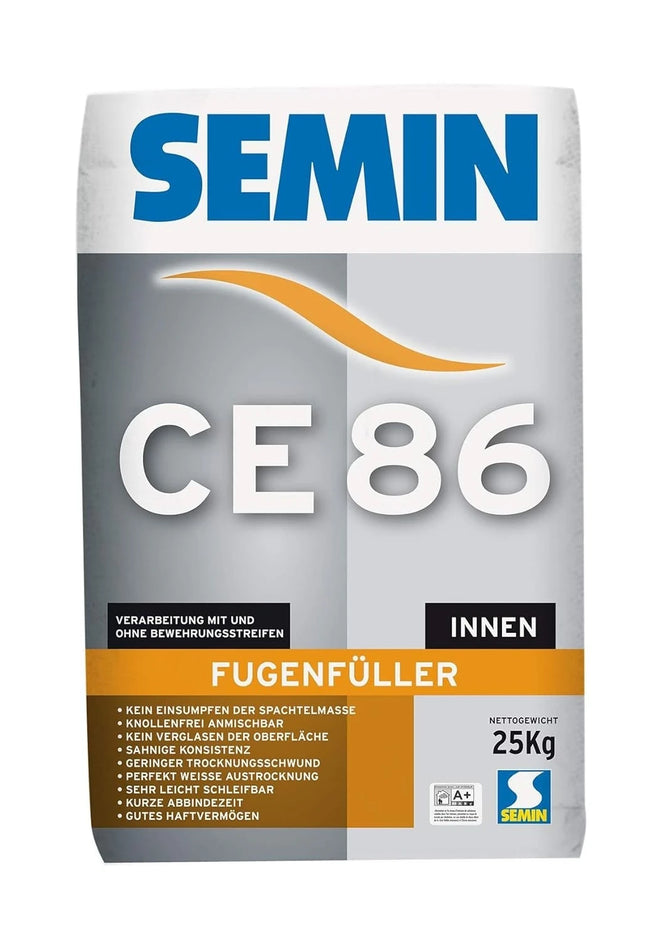 SEMIN CE 86 Fugenfüller 25 kg – Pulver-Spachtelmasse für Gipskarton mit und ohne Bewehrungsstreifen