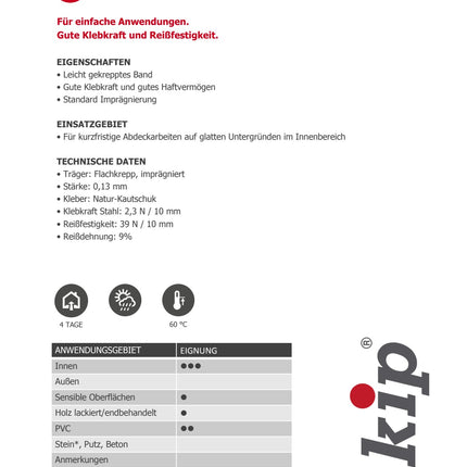 Technisches Datenblatt KIP 304 – Kreppband MASKING-TEC® natur