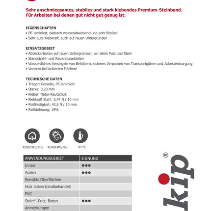Technisches Datenblatt KIP 326 – Steinband Extra silber
