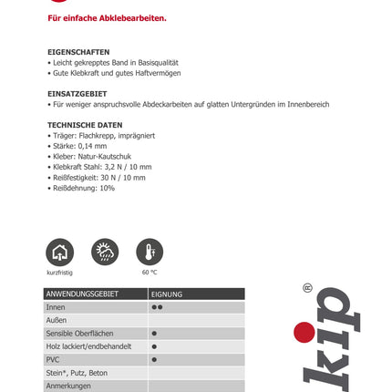 Technisches Datenblatt KIP 3804 – Kreppband MASKING-TEC® natur